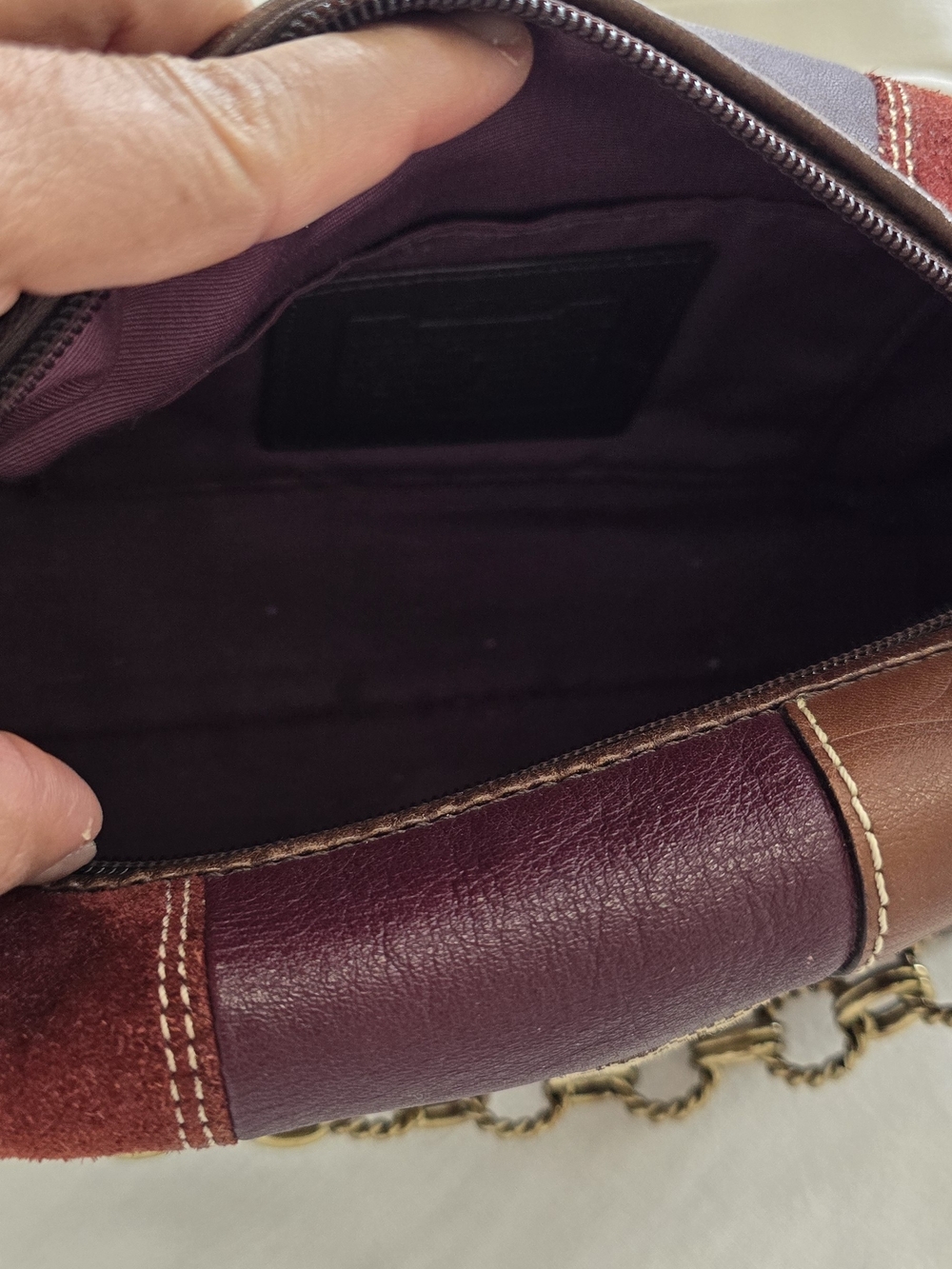 Coach Patchwork Shoulder Bag in Multi Burgundy and Brown - Picture 13 of 13